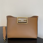 FENDI Large Caramel Way New Double F Buckle Handbag
